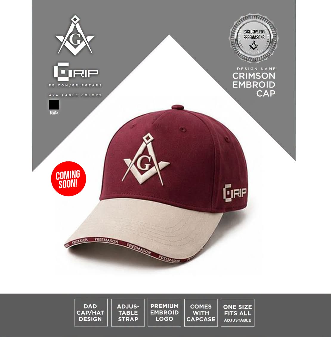 Crimson Embroid Cap